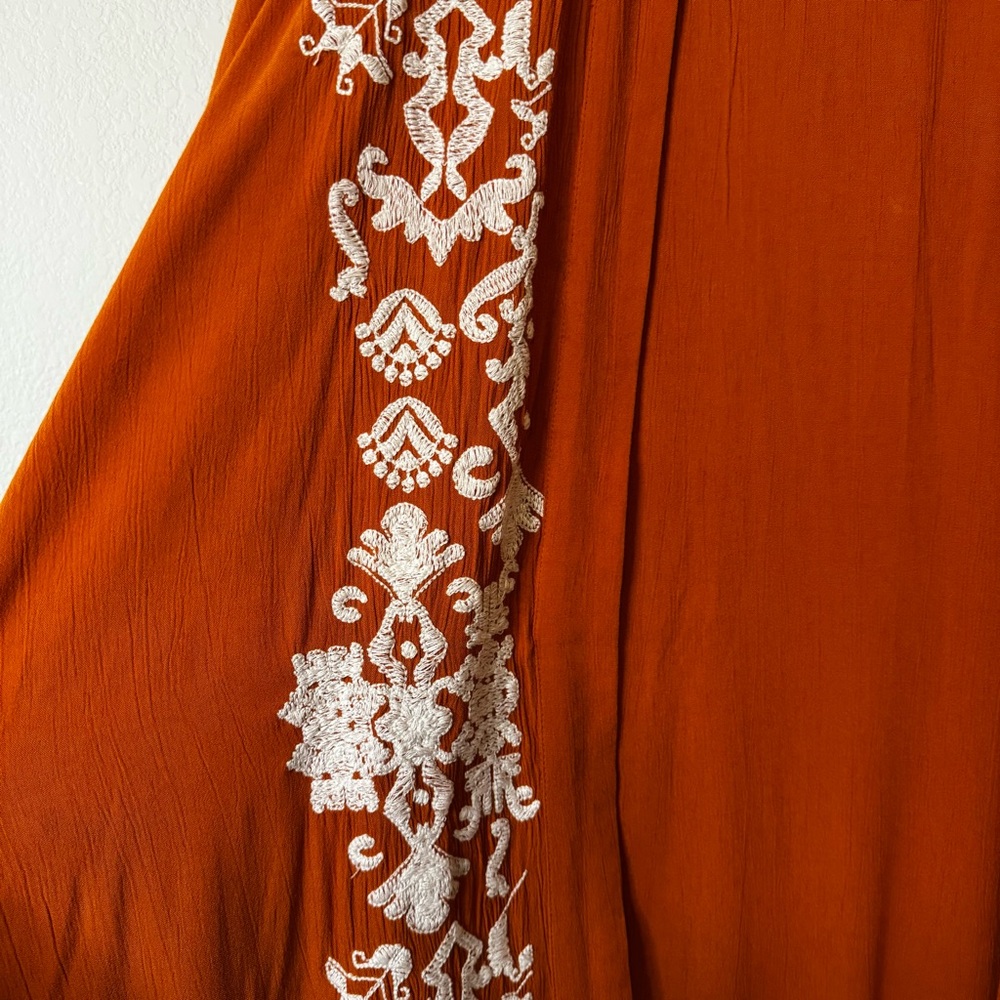 Chico's Embroidered Drama Kimono Top Burnished Clay Size L/XL - Picture 7 of 13